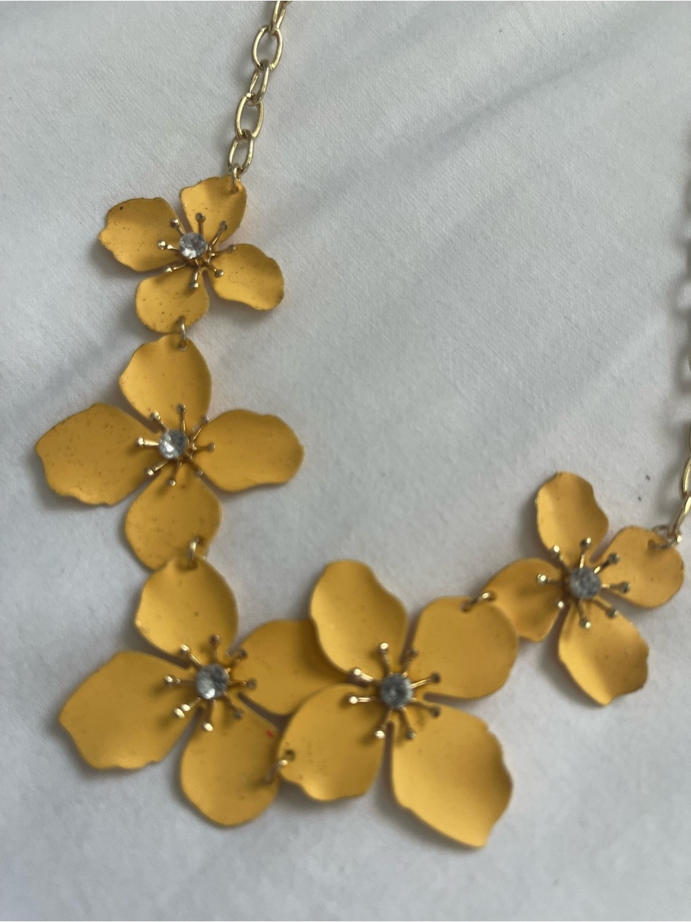 LOFT Women’s Yellow Floral Crystal Statement Necklace Gold Tone